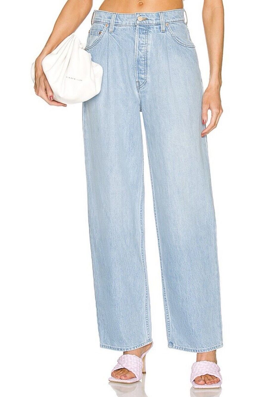 MOTHER SNACKS! The Pleated Fun Dip Puddle Just a Nibble Jeans 34 Baggy Straight